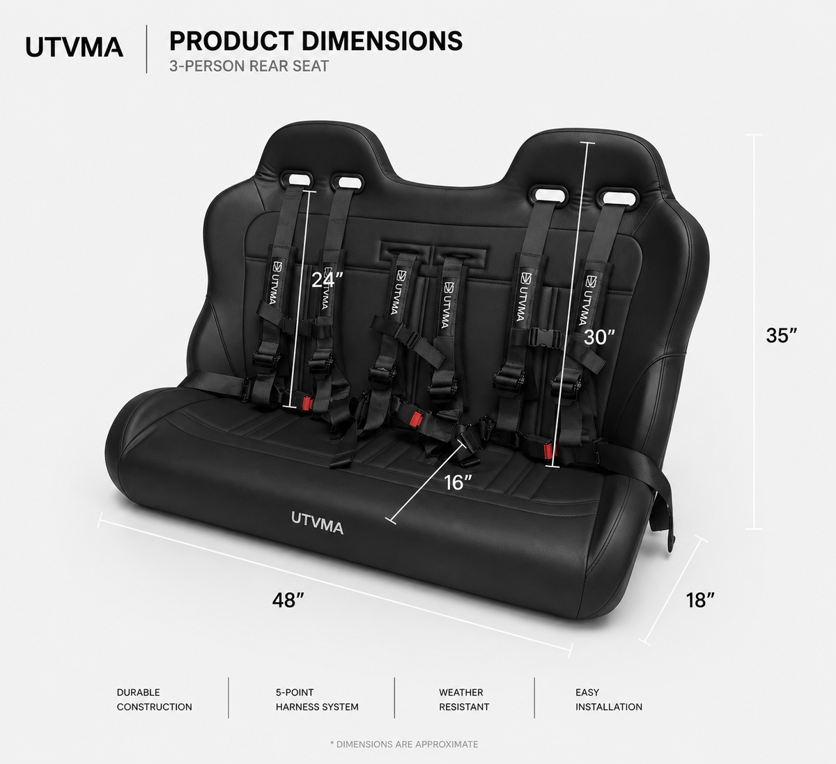 Yamaha Wolverine X4 Rear Bench Seat (2018+) W Harnesses