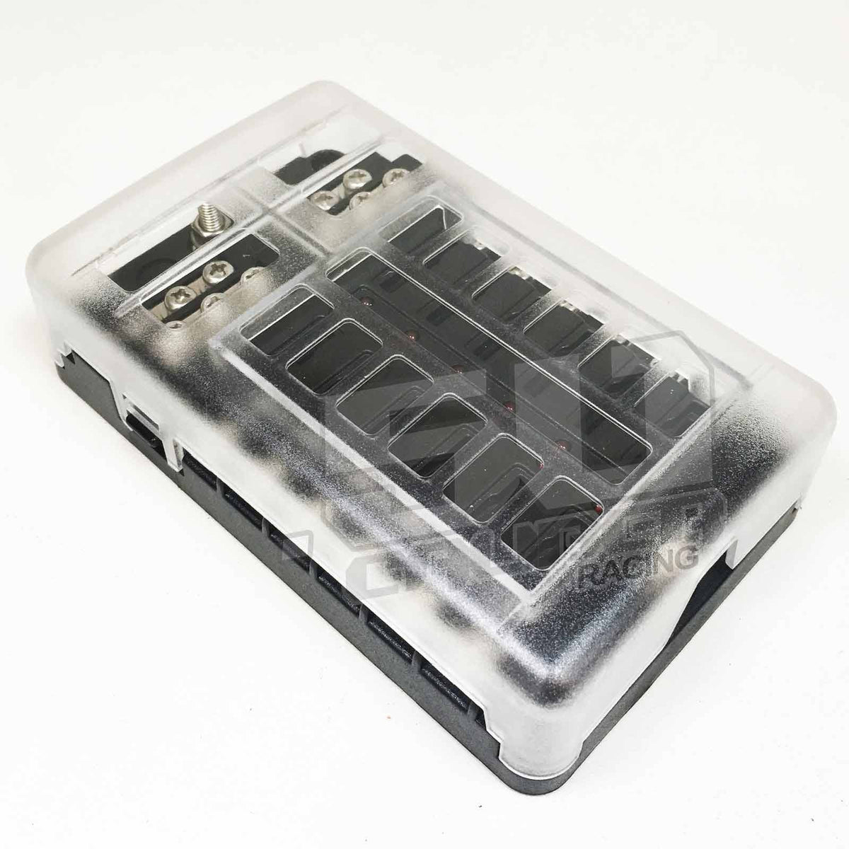 12 Way LED Circuit Screw Fuse Block with Ground Terminals