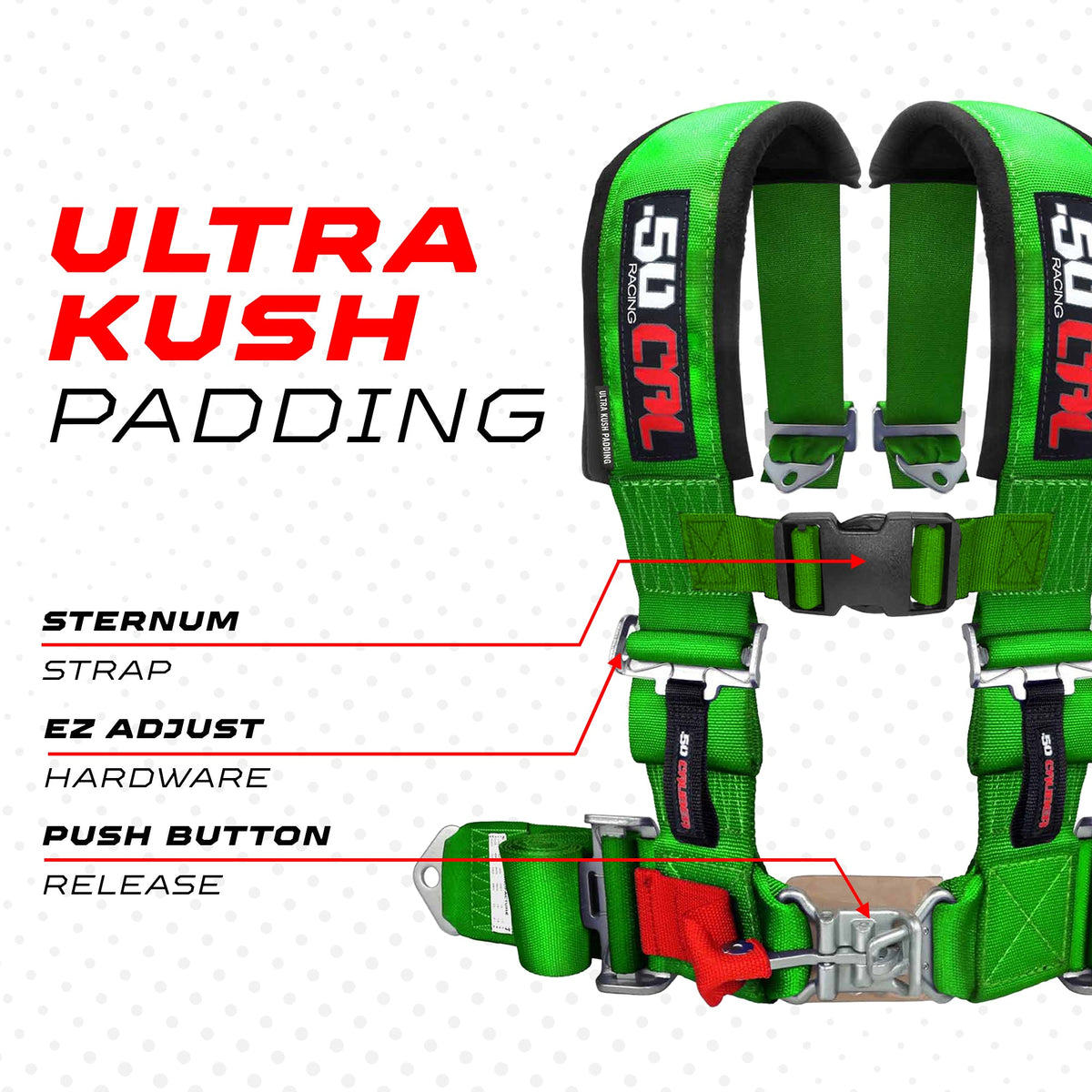 2" 4 Point Racing Harness – Pro Series Race Latch | 50 Caliber Racing