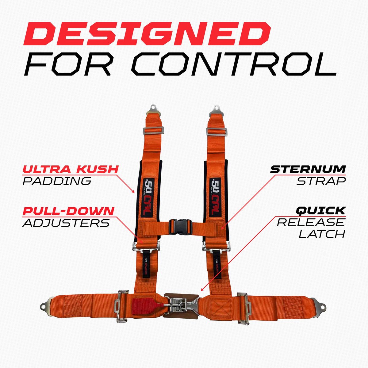2" 4 Point Racing Harness – Pro Series Race Latch | 50 Caliber Racing