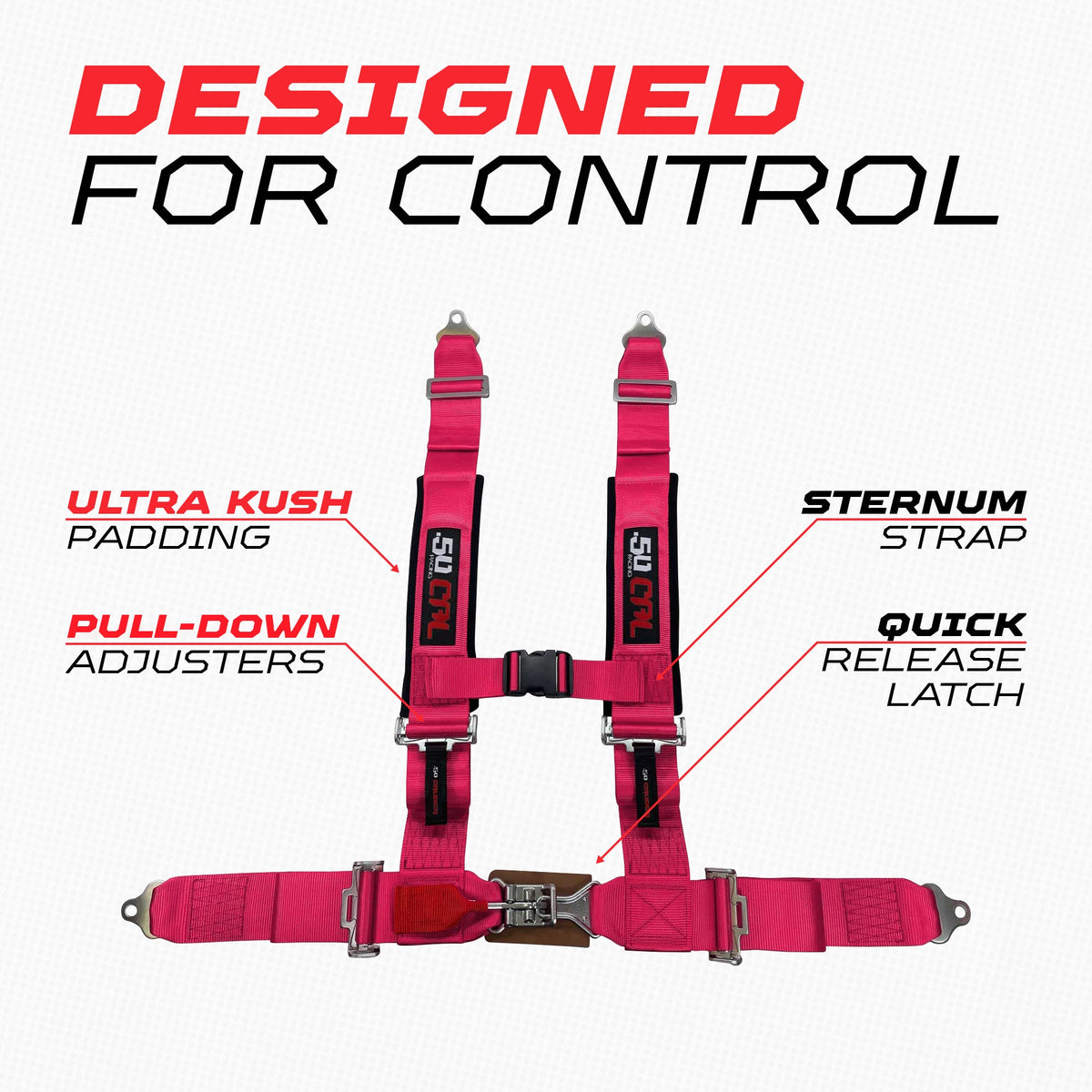2" 4 Point Racing Harness – Pro Series Race Latch | 50 Caliber Racing
