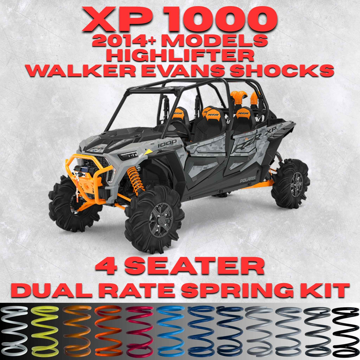 Polaris RZR XP 1000 Highlifter 4 Seater Dual Rate Spring Kit (Walker Evans Shocks) (2014+)