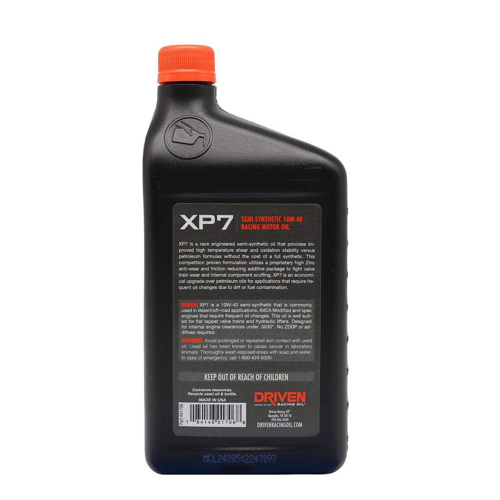 XP7 10W-40 Semi-Synthetic Racing Oil, Quart