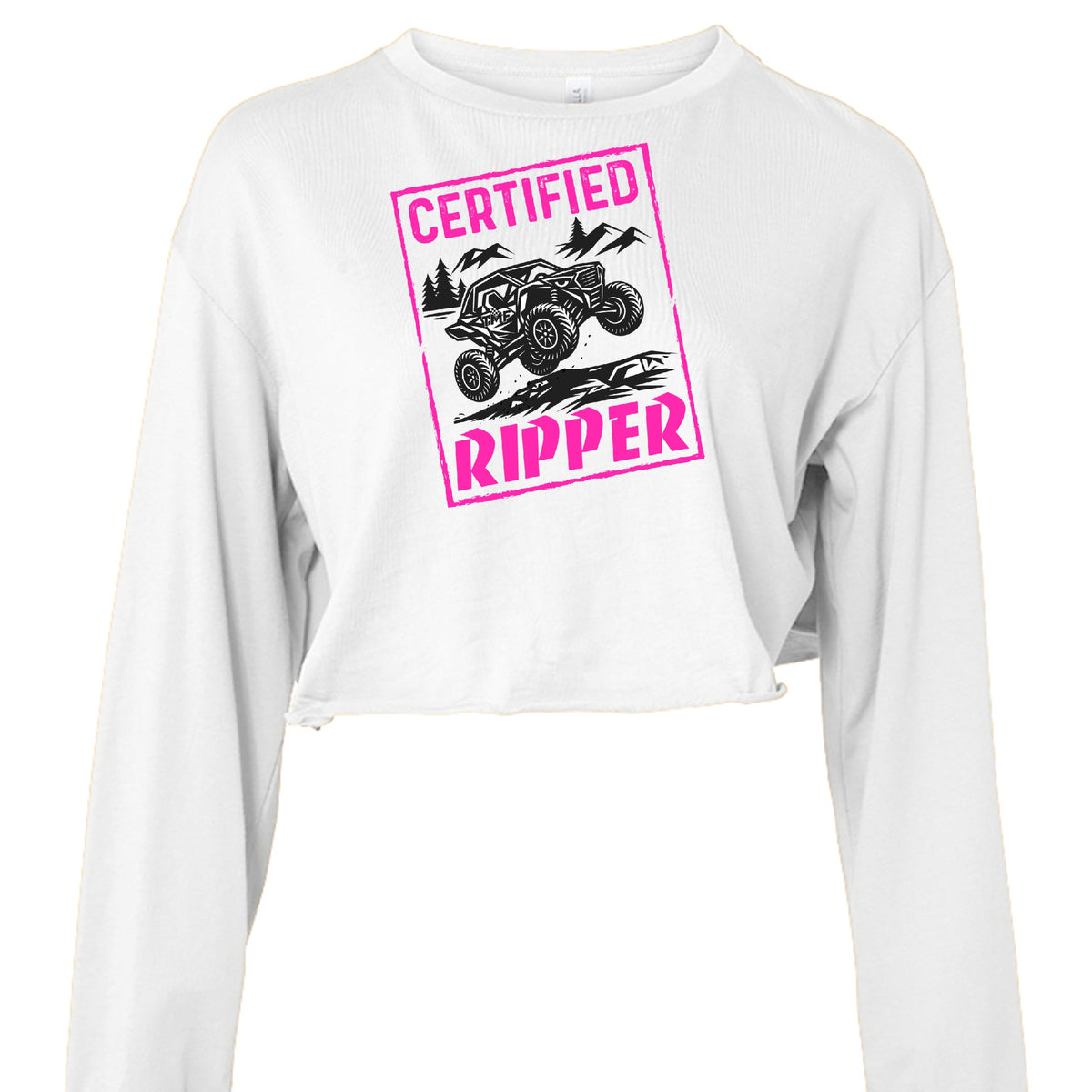 TMF Womens Ripper Pink Long Sleeve Cropped