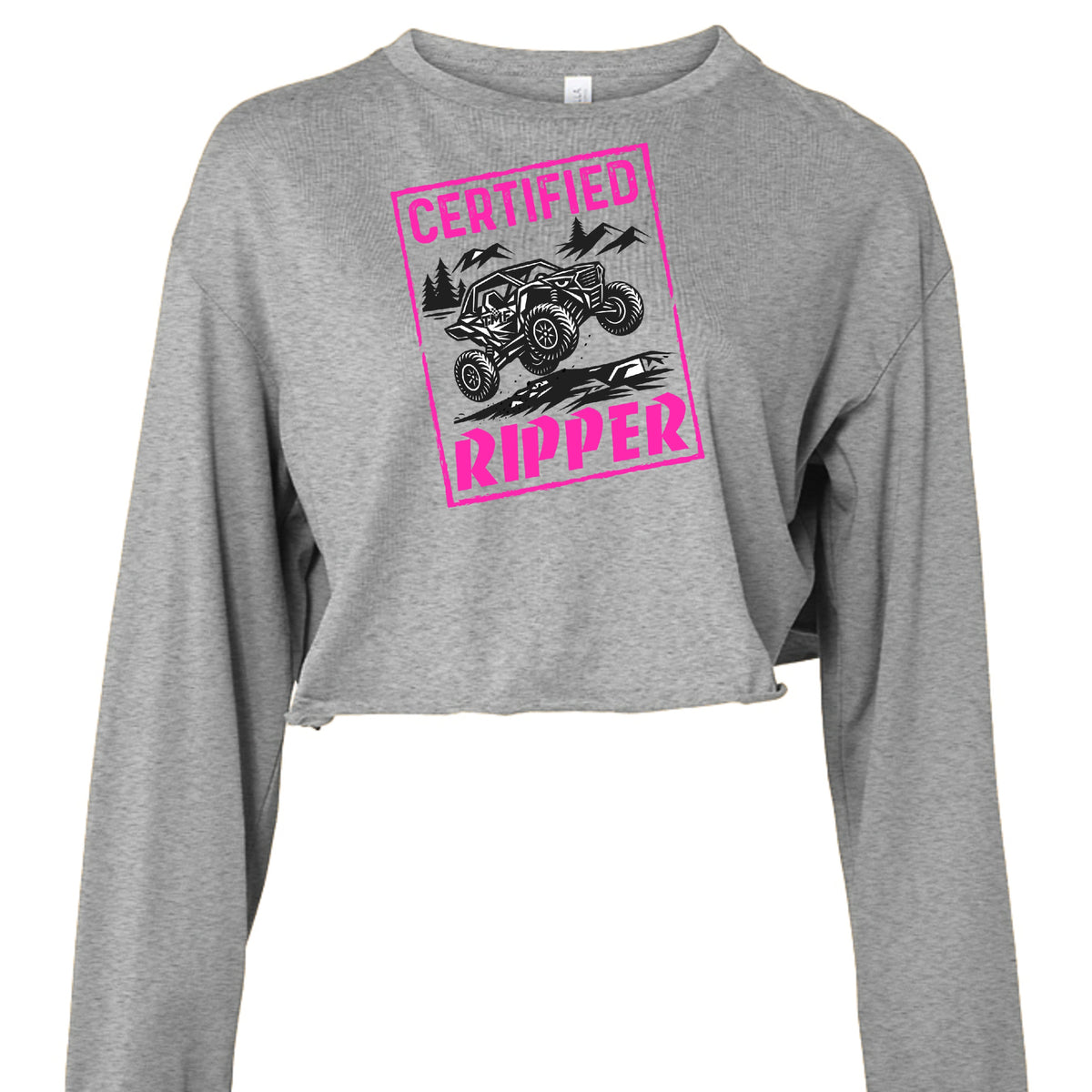 TMF Womens Ripper Pink Long Sleeve Cropped