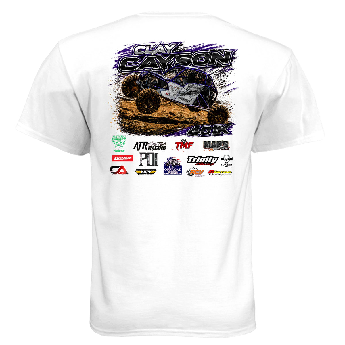 TMF Apparel Clay Cayson Racing White Tee