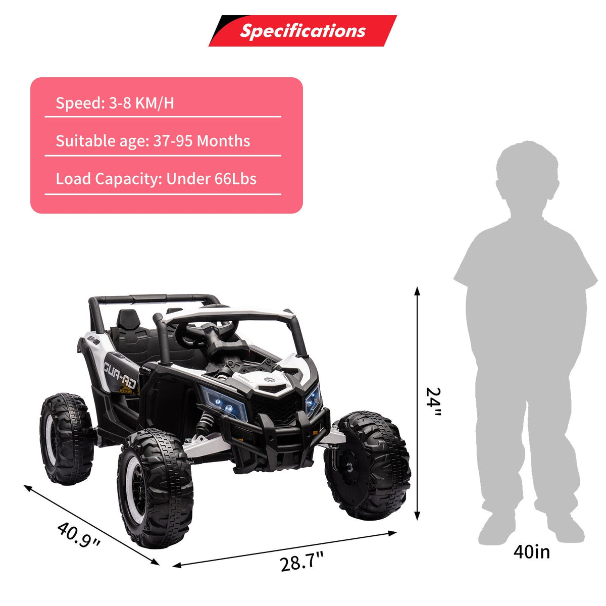 24V Battery-Powered Electric Off-Road UTV Ride-On Car with Remote Control
