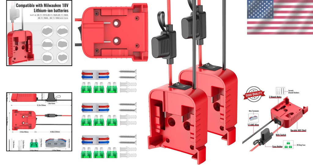 Safety First Power Wheel Adapter Set with Built-in Switch and 30A Fuse – 3 Pack